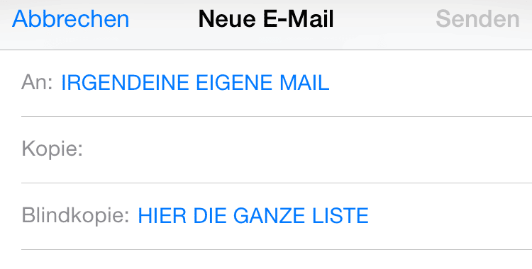Blindkopie in Mail versenden